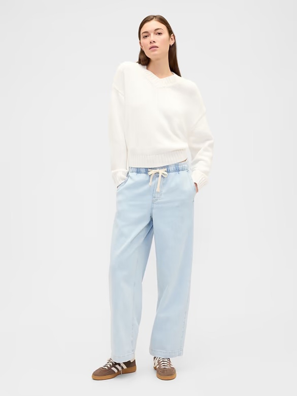 GAP Light Blue Wide-Leg Drawstring Jeans